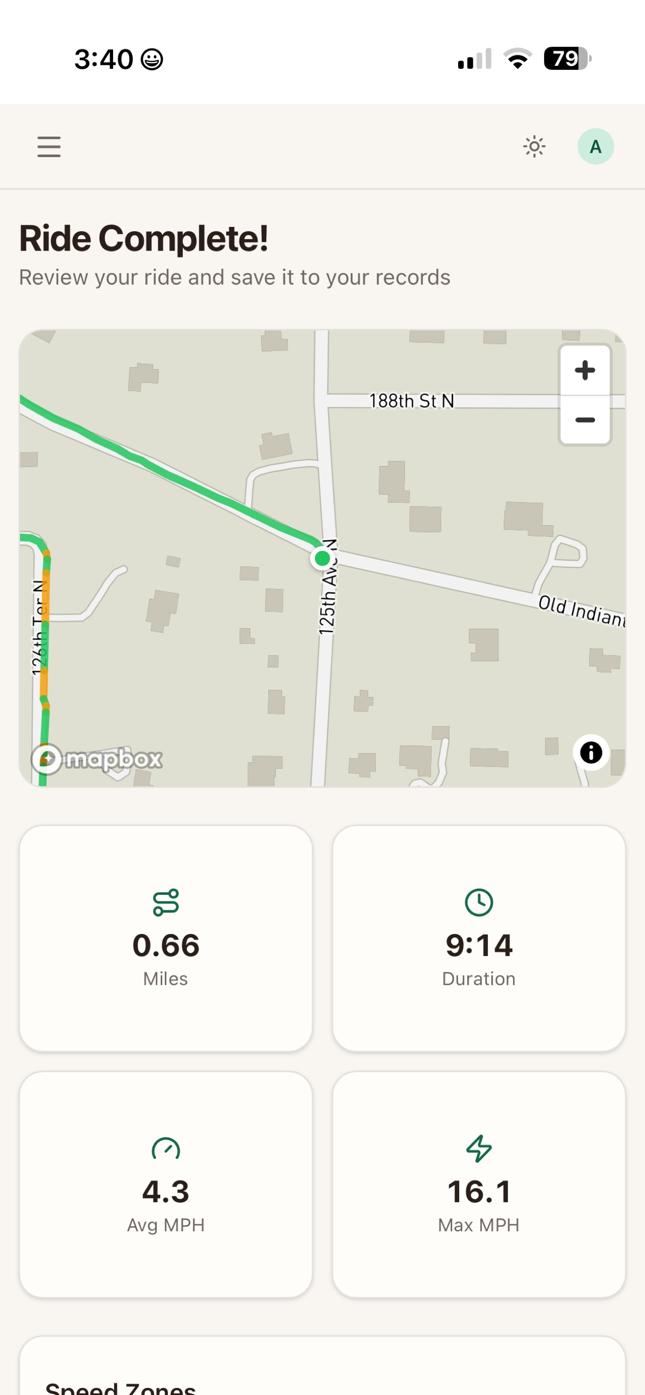 Ride Complete - map and stats