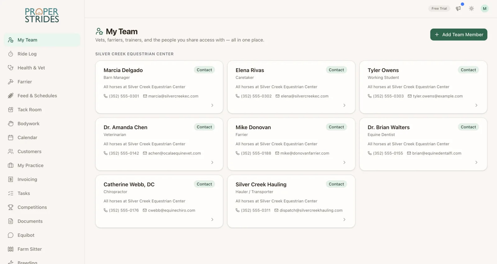 Team member invite screen with role selection and access controls